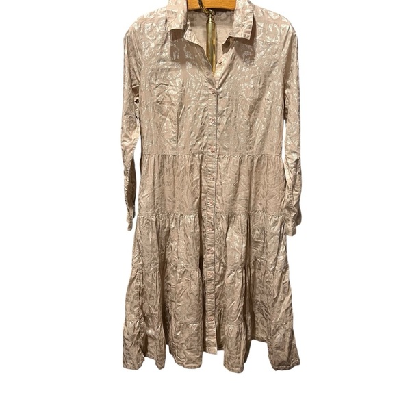 Soft Surroundings Dresses & Skirts - Soft Surroundings Shimmering Tan Long Sleeve Dress 12P